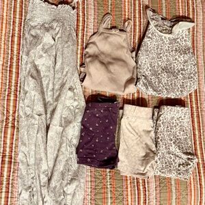Neutral & Floral Loungewear Set - Beige, Mauve, Purple